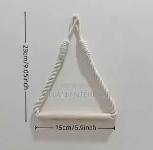 White Cotton Rope Wooden Rod Paper Holder