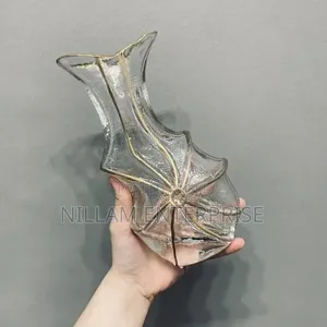Sculpted Golden Glass Flower Vase