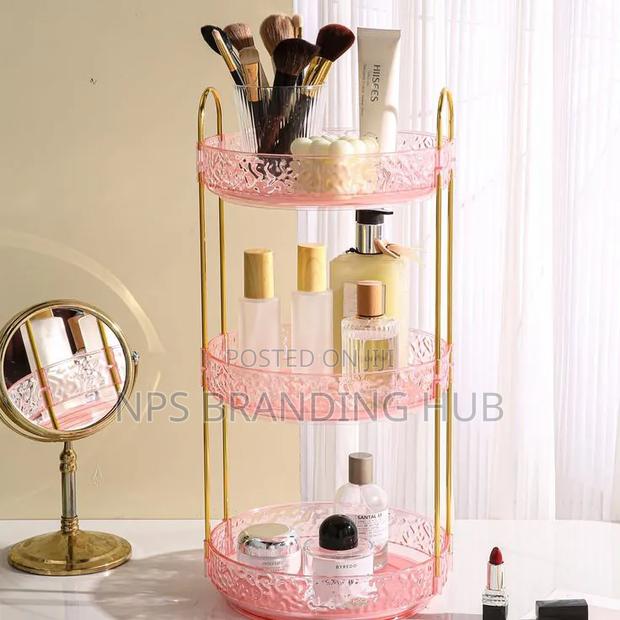 2 Layer 360° Rotating Makeup Storage Rack Multi-Layer Organizer HGM - thumbnail 3