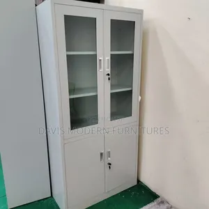 Half Glass Top Metal Storage Cabinet