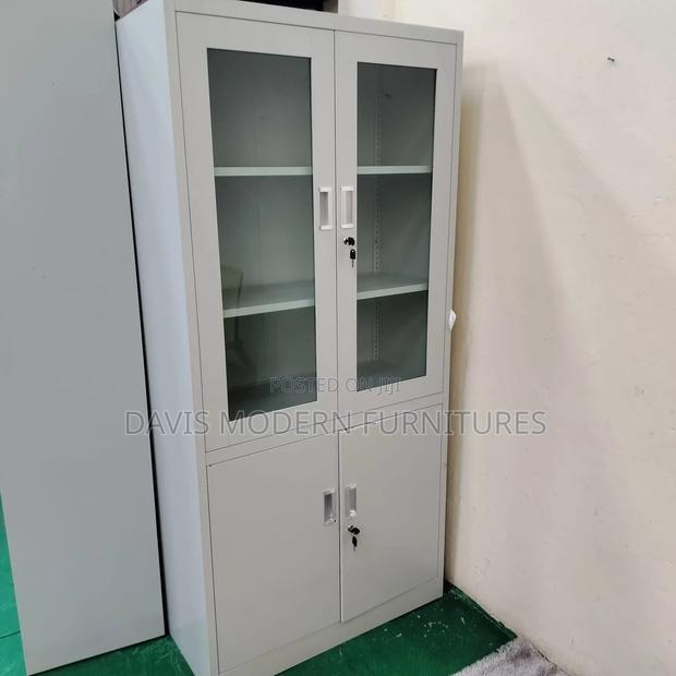 Half Glass Top Metal Storage Cabinet