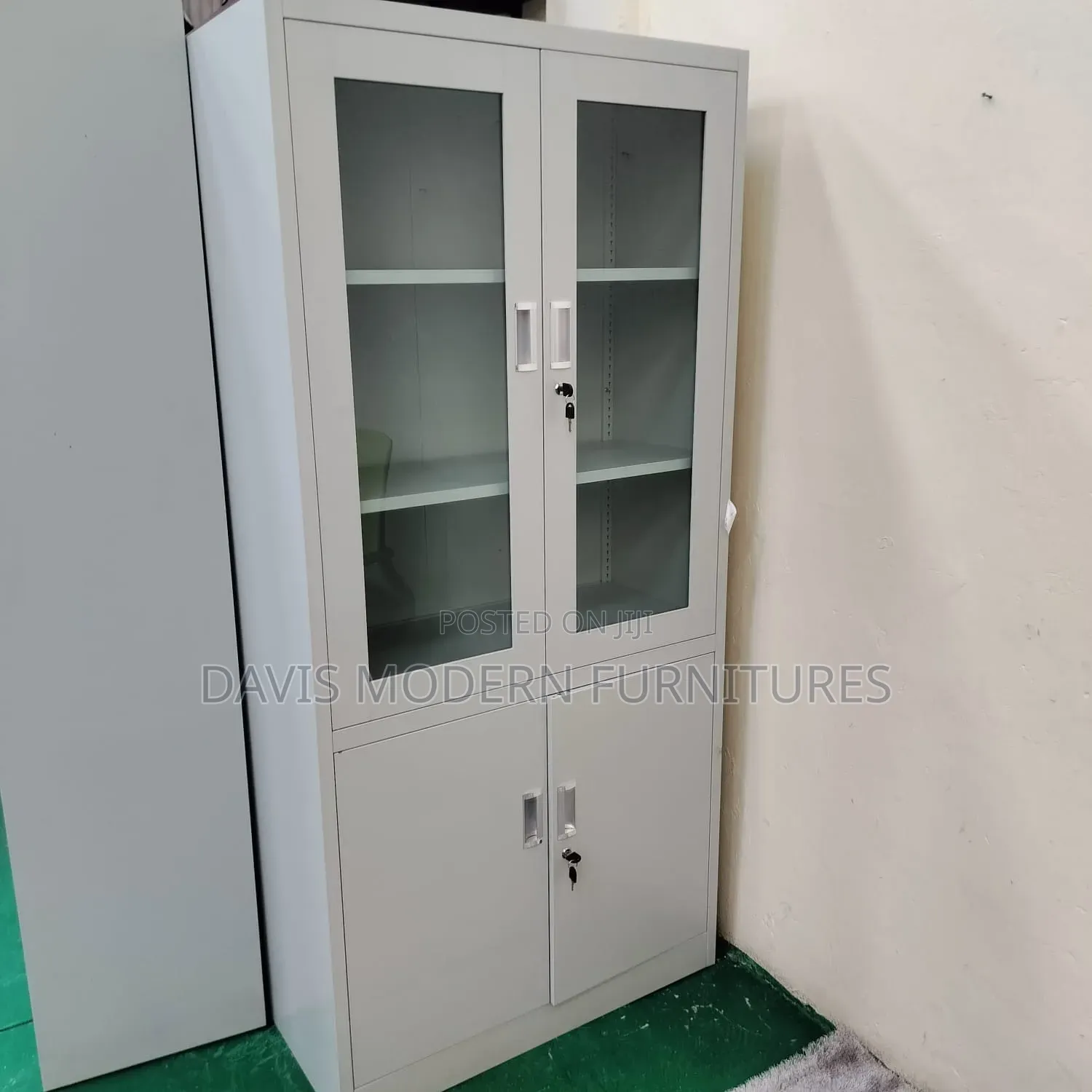 Half Glass Top Metal Storage Cabinet