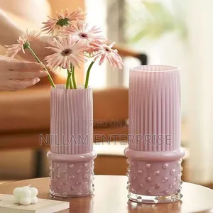Ribbed Statement Glass Flower Vase