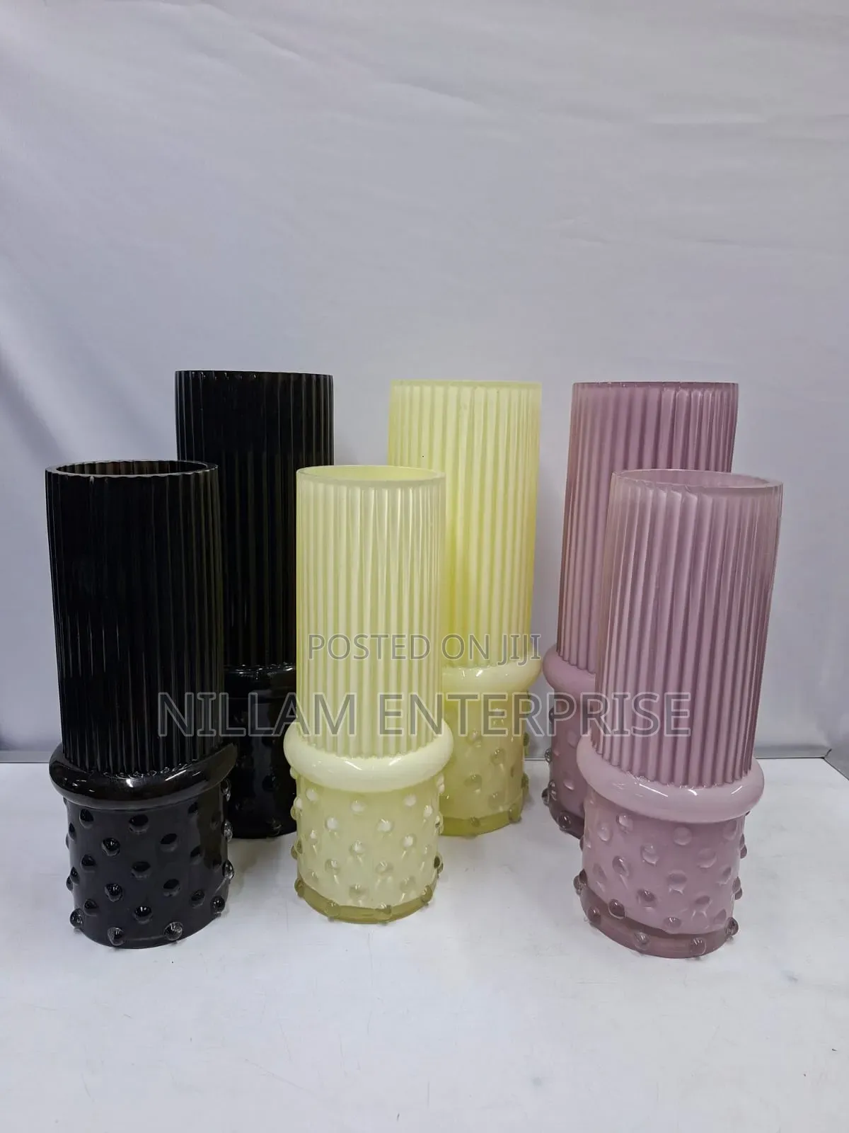 Ribbed Statement Glass Flower Vase