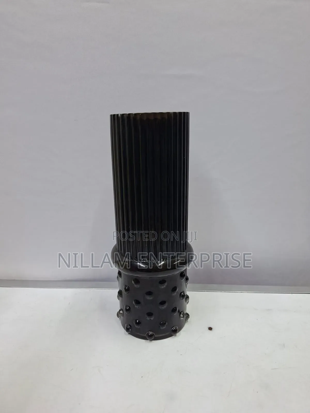 Ribbed Statement Glass Flower Vase