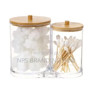 Double Compartment Acrylic Makeup Organizer Cotton Pad Storage Box(hgm