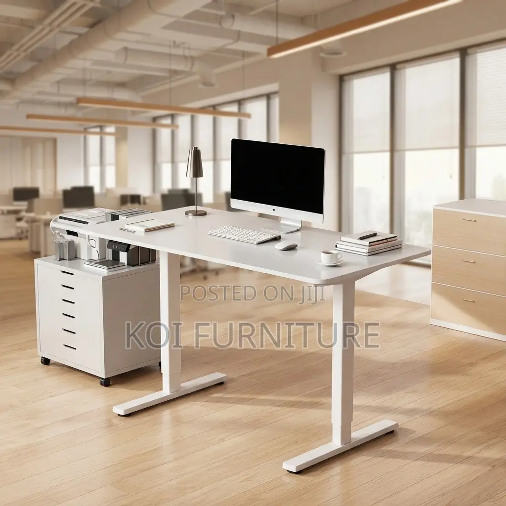 Office Desk; Monitor Height 1200MM White Ergonmic Office Desk
