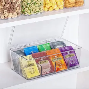 8 Slot Tea Bag Coffee Organizer Container With Removable Divider HGM