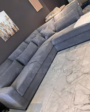 5 Seater Elegant Grey Fabric L-Shaped Sofa