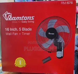 *Ramtons 16" Wall Fan 5 Blades With Remote