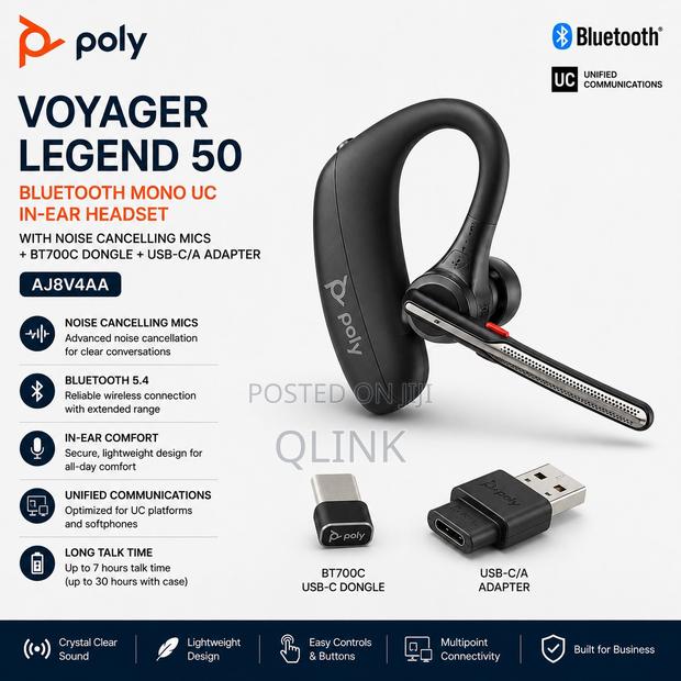 Poly Voyager Legend 50 Bluetooth +BT700C Dongle Adapter -AJ8V4AA