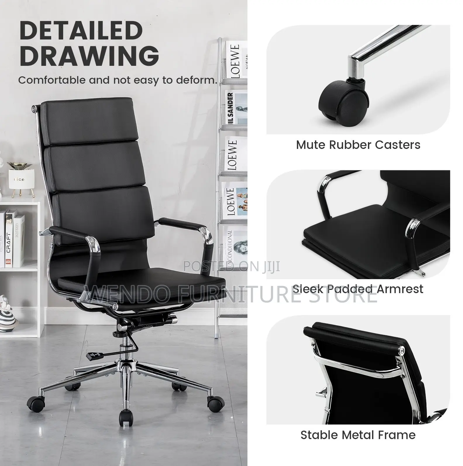 Office Chairs; Leather High Back Office Sleek Chair
