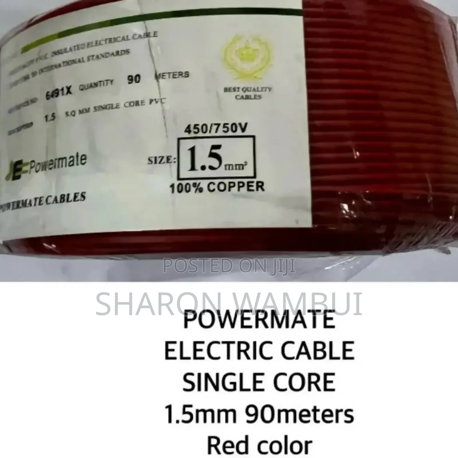Powermate 1.5mm Electric Cable Single/1.5mm Powermate Electric Cable
