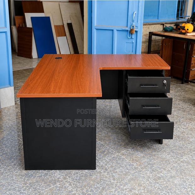 Office Desk; 140cm Curved Office Home Desk With Drawers