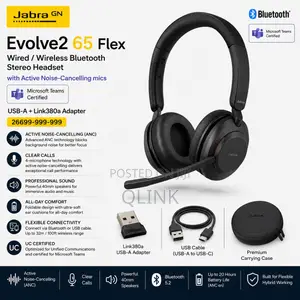 Jabra Evolve2 65 Flex Wired/ Wireless Bluetooth Stereo Headset