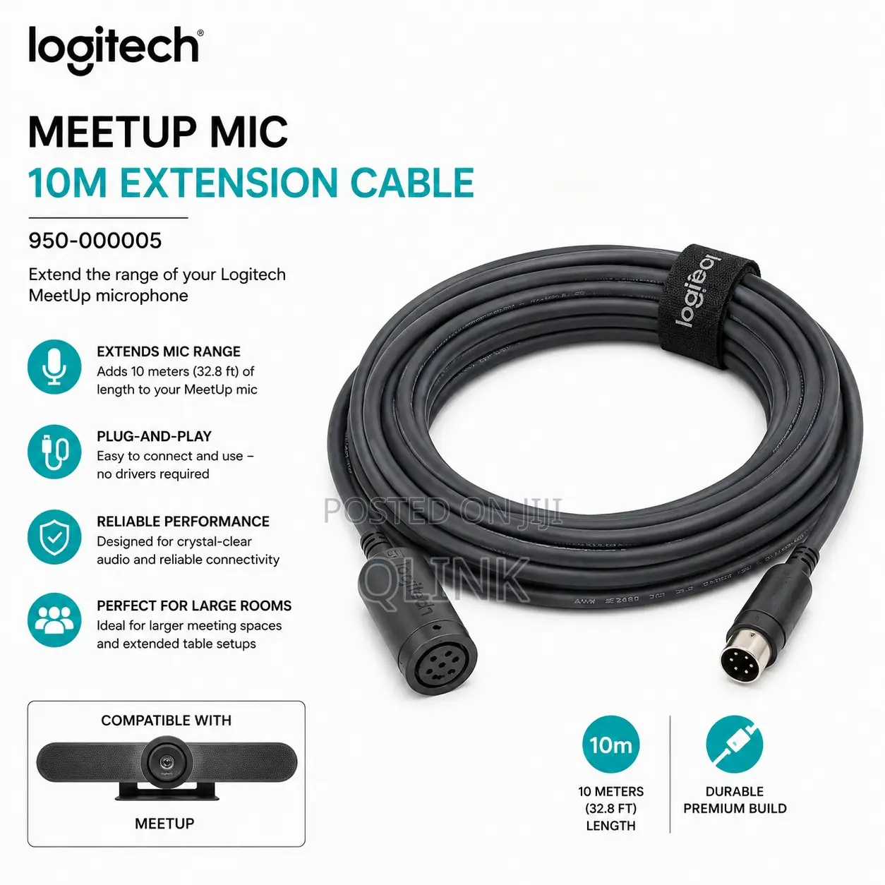 Logitech MeetUp Mic 10m Extension Cable - 950-000005