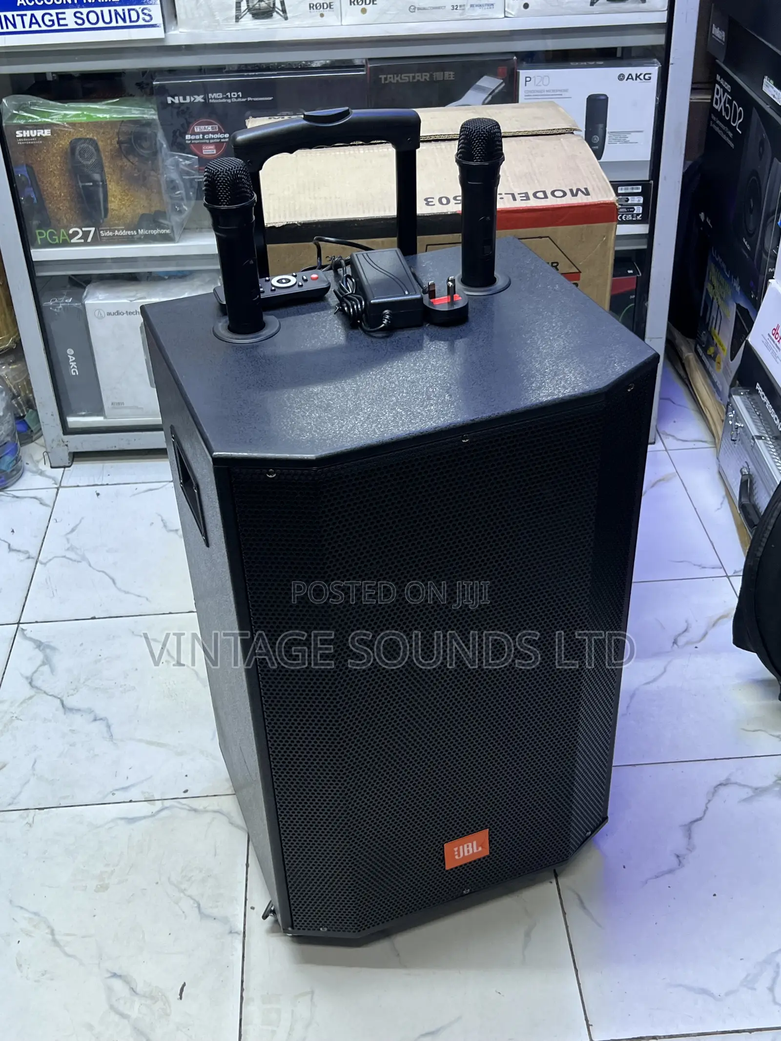 JBL 15-Inch Rechargeable Trolley Speaker (3200W Peak) + Dual Mics