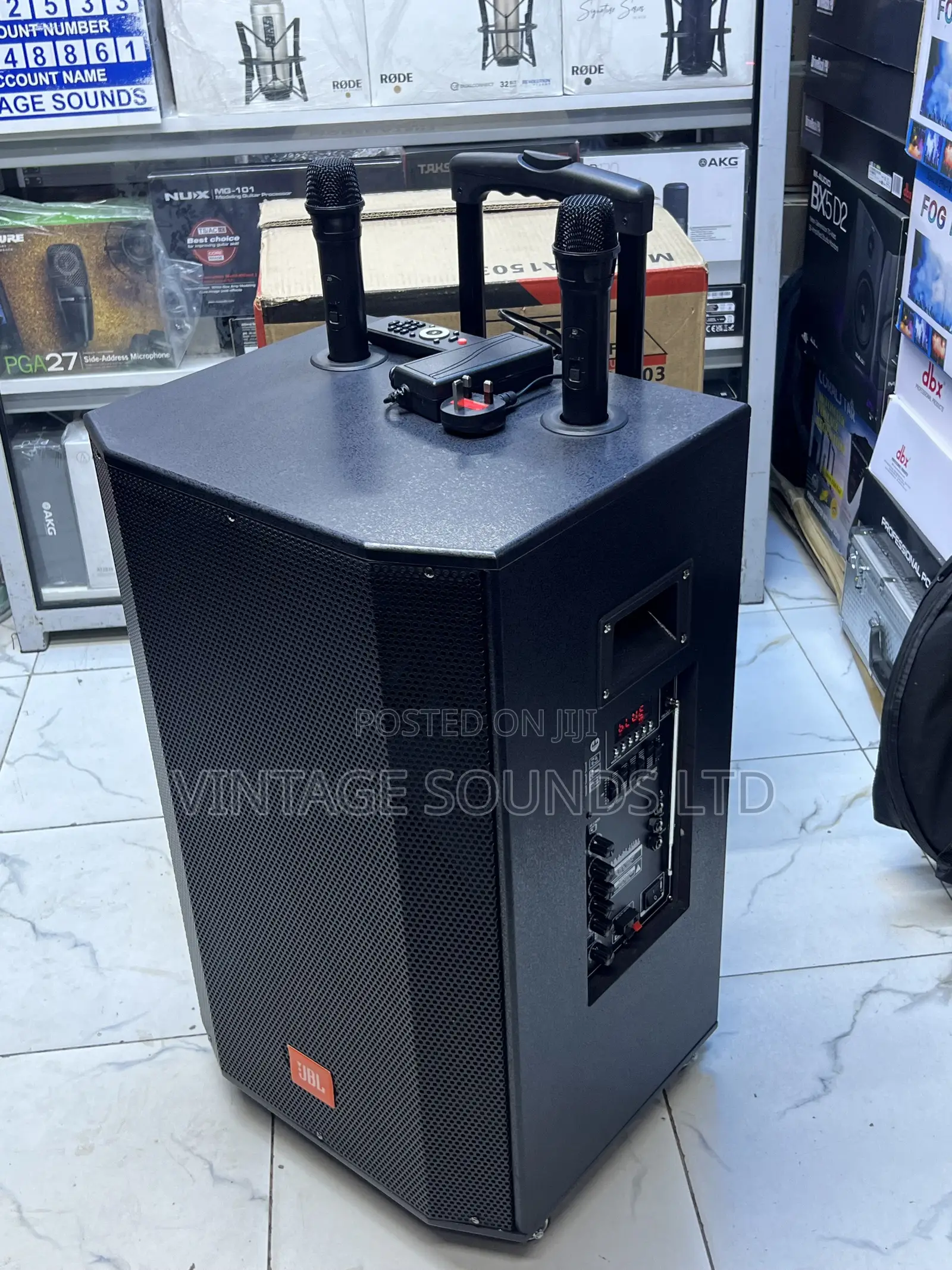 JBL 15-Inch Rechargeable Trolley Speaker (3200W Peak) + Dual Mics