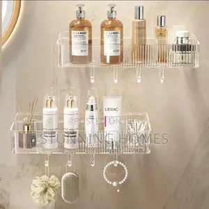 Acrylic Self Adhesive Storage Shelf With Hooks