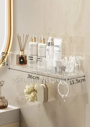 Acrylic Self Adhesive Storage Shelf With Hooks