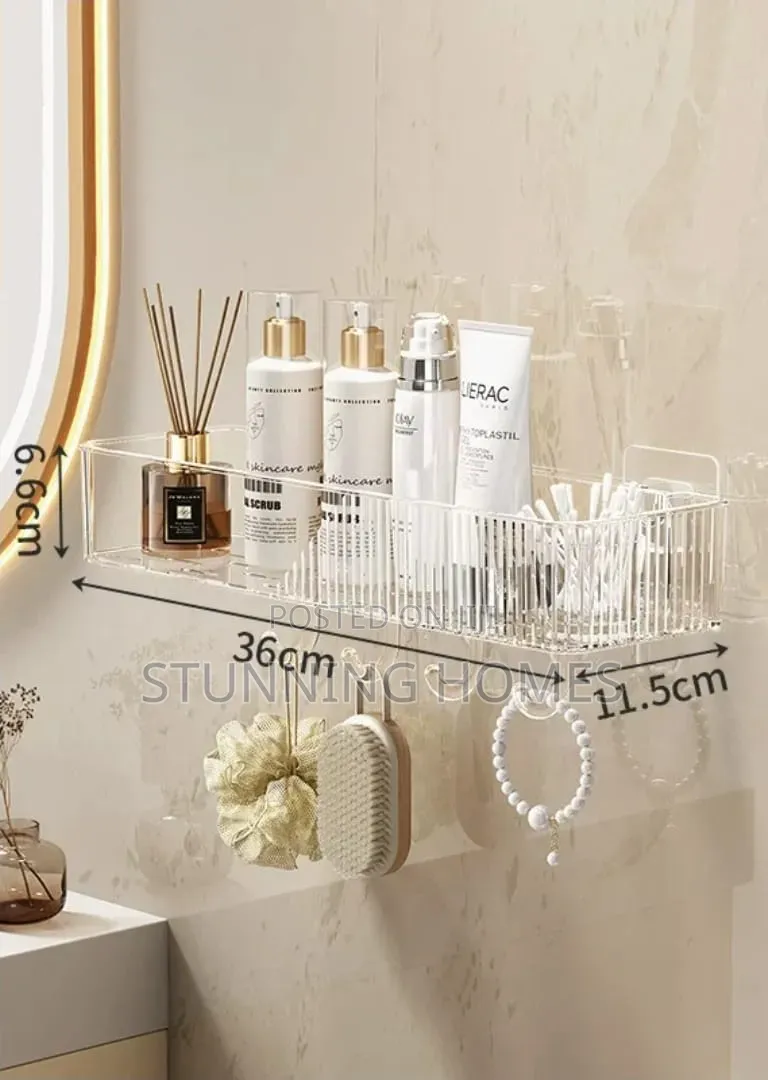 Acrylic Self Adhesive Storage Shelf With Hooks