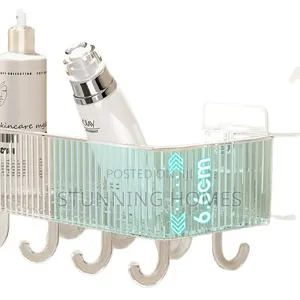 Acrylic Self Adhesive Storage Shelf With Hooks