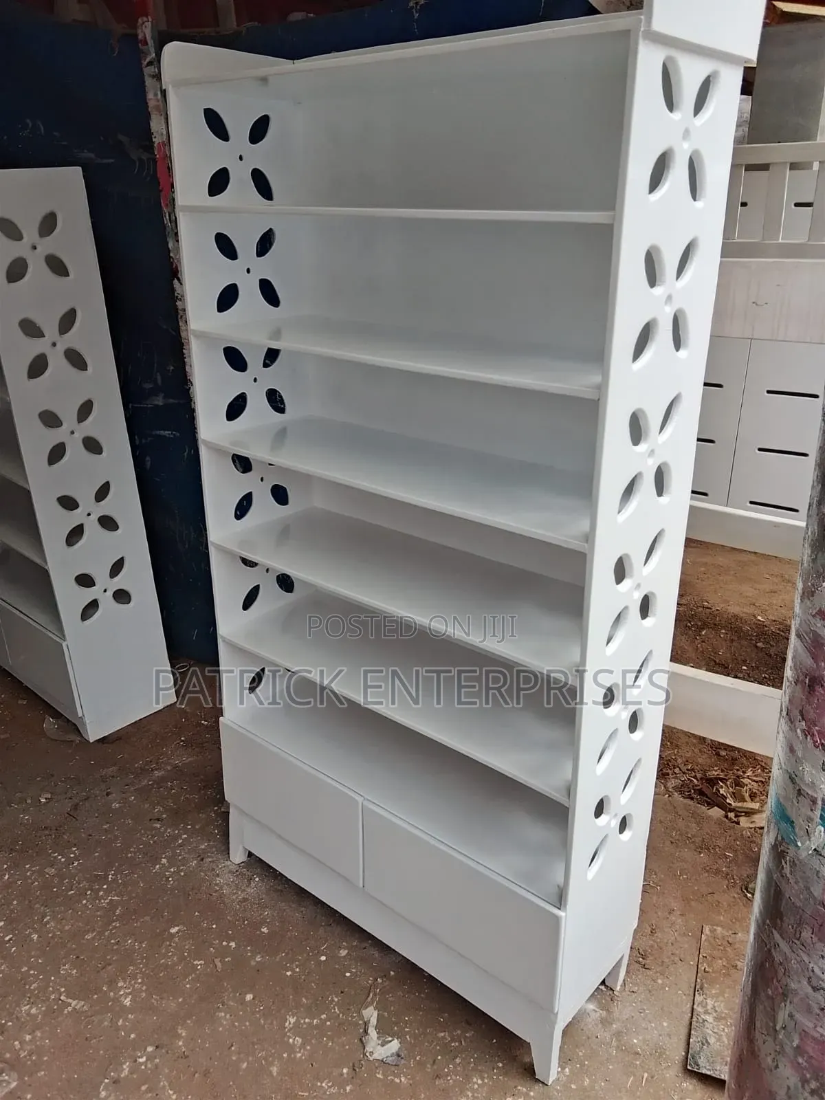 Modern White Multi-Tier Wooden Shoe Rack Featuring Open Shelves