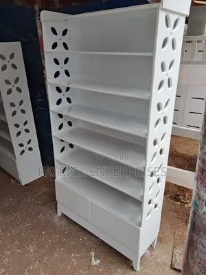 Modern White Multi-Tier Wooden Shoe Rack Featuring Open Shelves