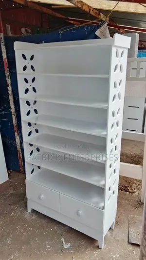 Modern White Multi-Tier Wooden Shoe Rack Featuring Open Shelves