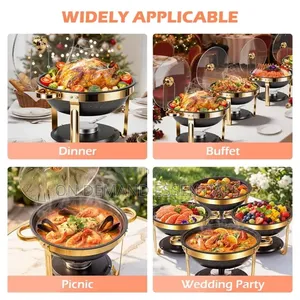 *6L Premium Quality Black and Gold Round Granite Chaffing Dish