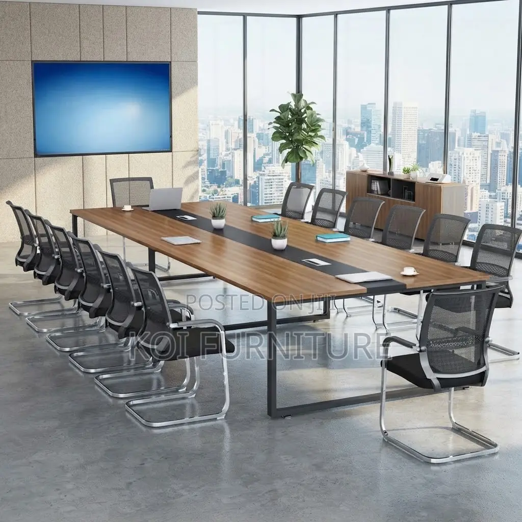 Boardroom Table; 2.4 Meters Brown Long Meeting Table