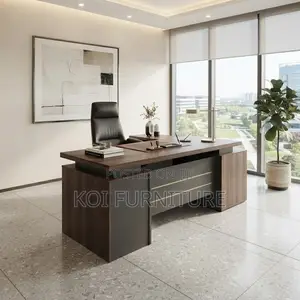 Office Desk; 140cm Executive Home Office Brown Top Desk With Drawer