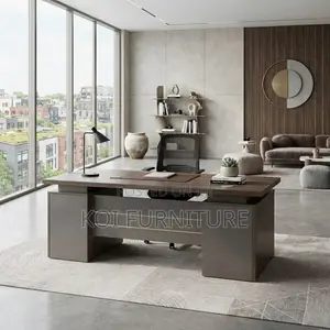 Office Desk; 140cm Executive Home Office Brown Top Desk With Drawer