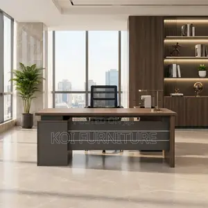 Office Desk; 140cm Executive Home Office Brown Top Desk With Drawer