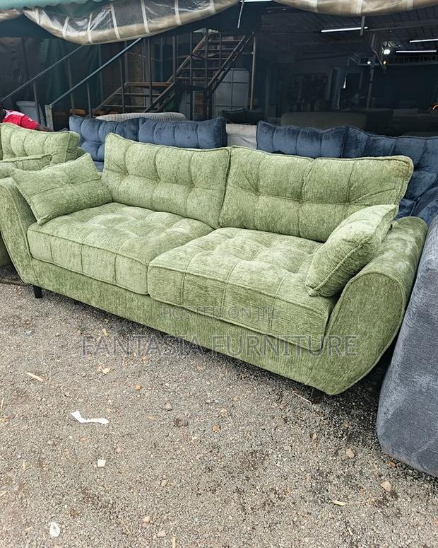 3 Seater Olive Green Butterfly Tufted Sofa