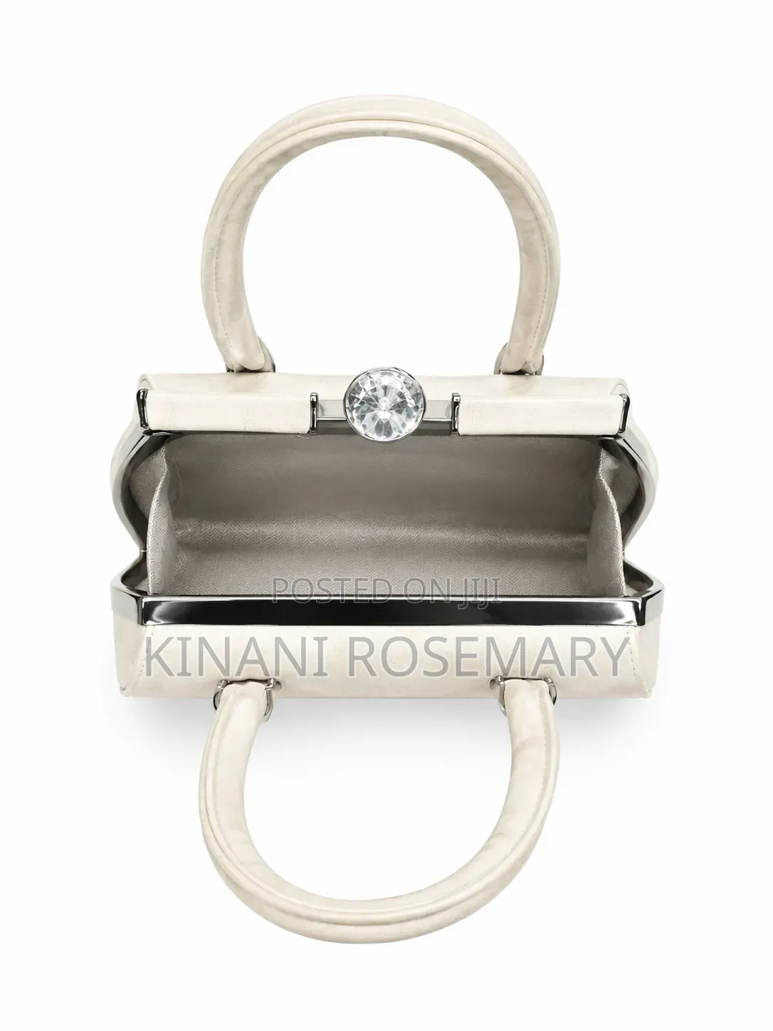Elegant Structured Top Handle Handbag – Cream