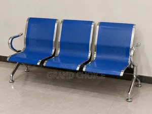 Blue Reception Chairs With Chrome Frame