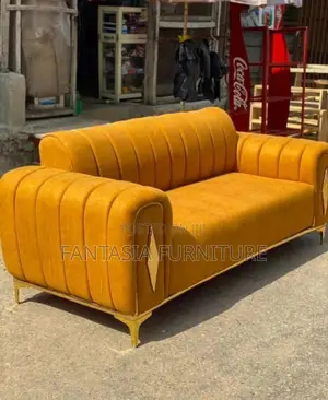 Trendy Mustard Yellow Ribbed 3-Seater Sofa