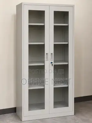 Steel Office Storage Cabinet With Glass Doors