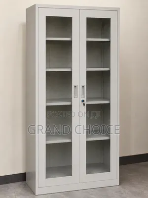 Steel Office Storage Cabinet With Glass Doors