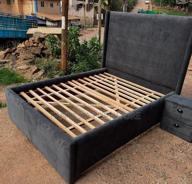 5x6 Charcoal Grey Wingback Chester Bed: Free Delivery