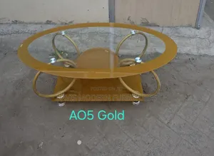 Gold Oval Glass Coffee Table