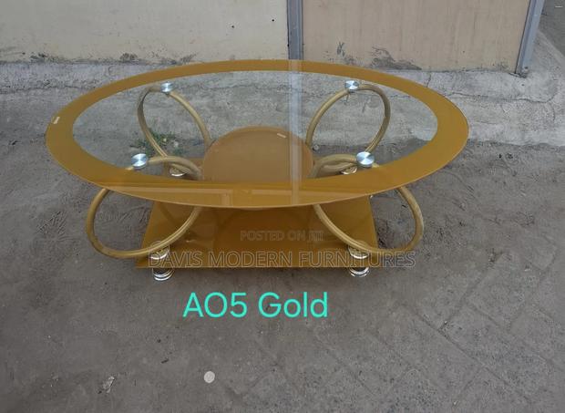 Gold Oval Glass Coffee Table