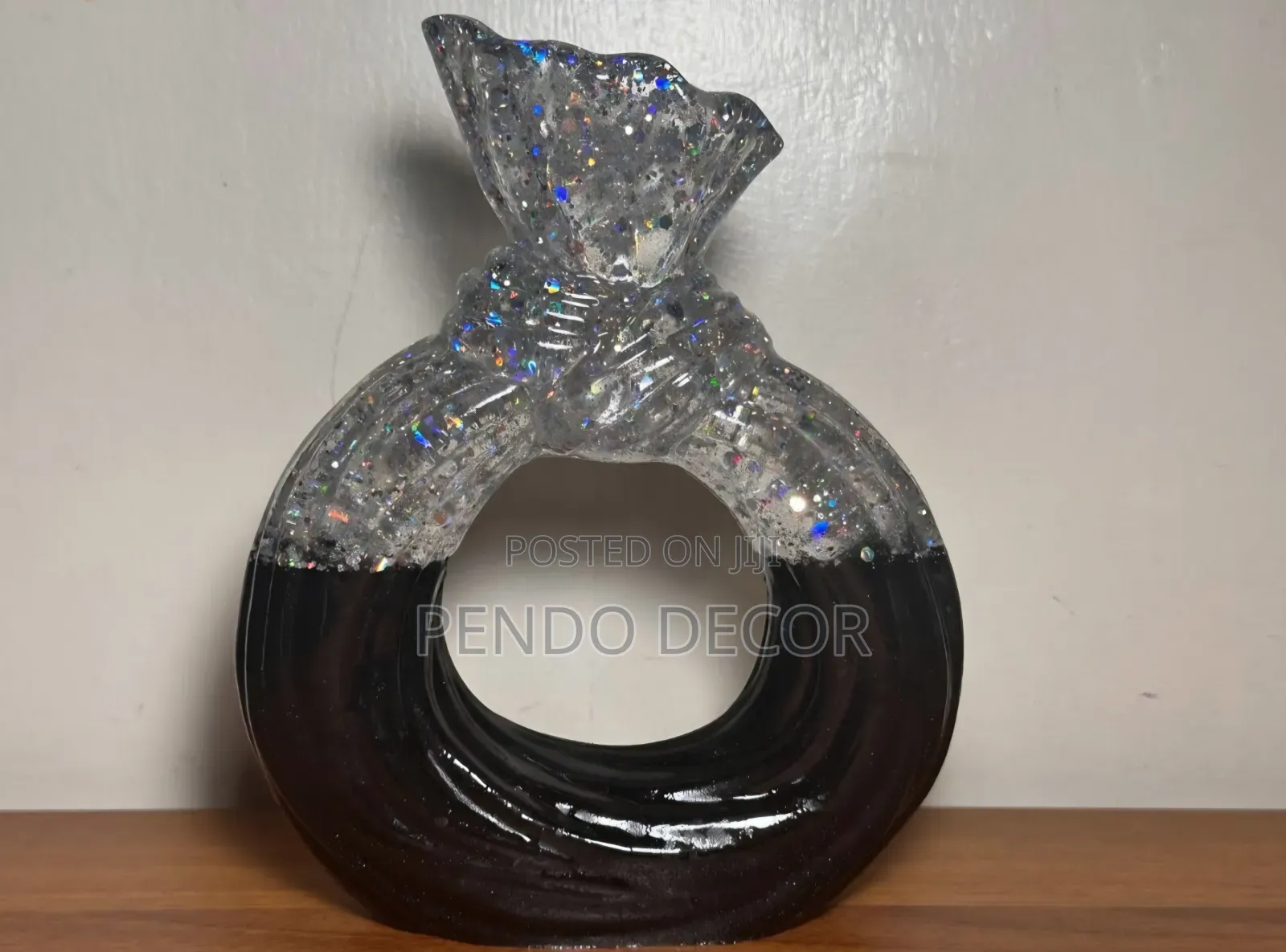 Silver and Black Resin Vase