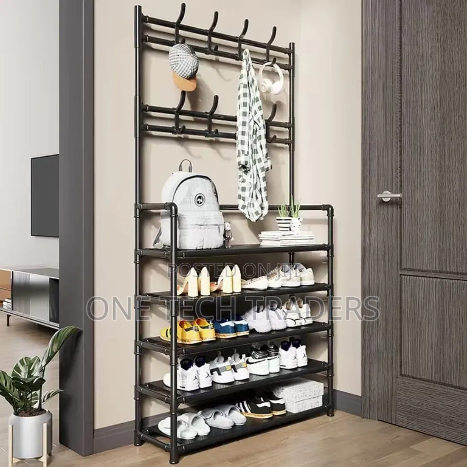 Shoe Rack With Hanger - Black
