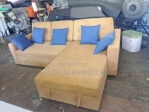 Brown L-Shaped Sofa 5-Seater Corner Seat