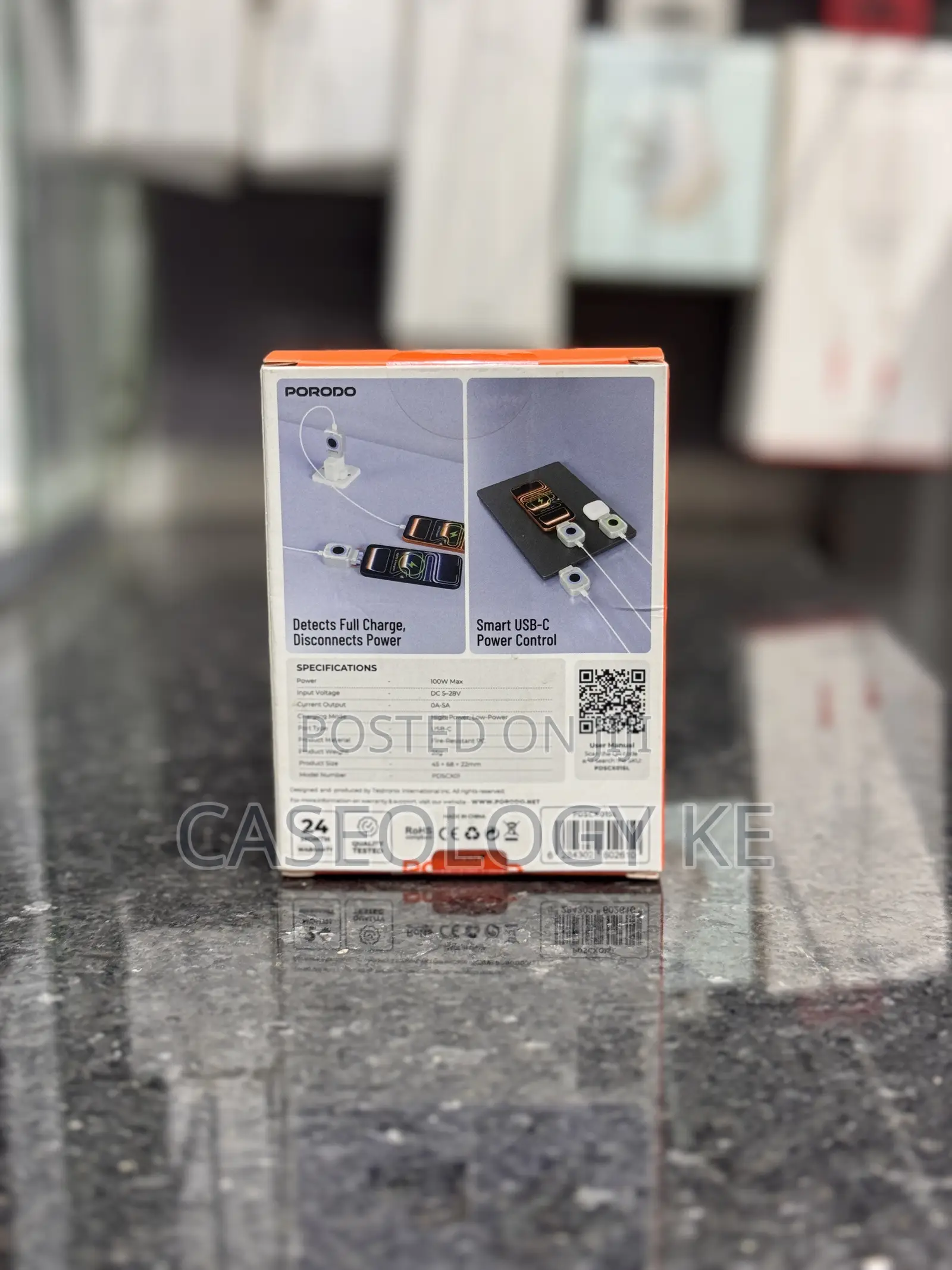 Porodo Auto Release Smart Auto-Cutoff Charging Adapter