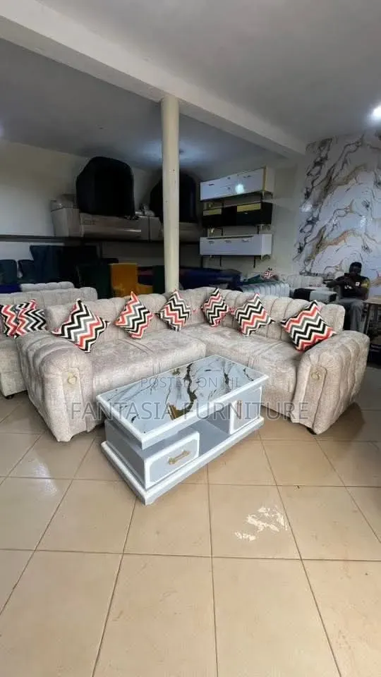Beige 5-Seater L-Shaped Sofa