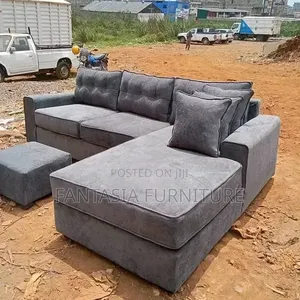 Grey 5-Seater Corner Seat + Ottoman