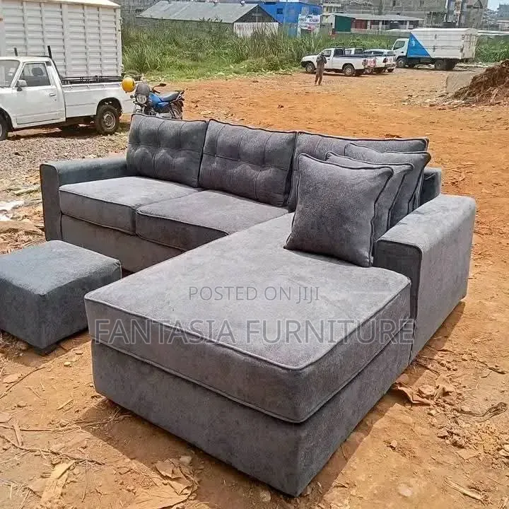 Grey 5-Seater Corner Seat + Ottoman